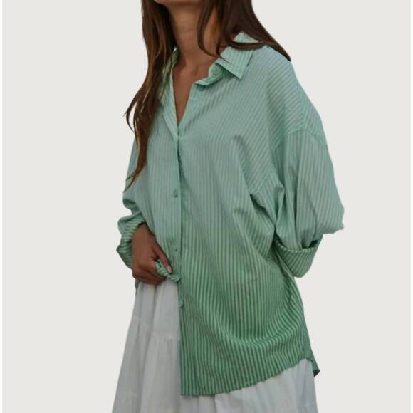NEW BY TOGETHER raye ombre button down in green - Picture 1 of 3